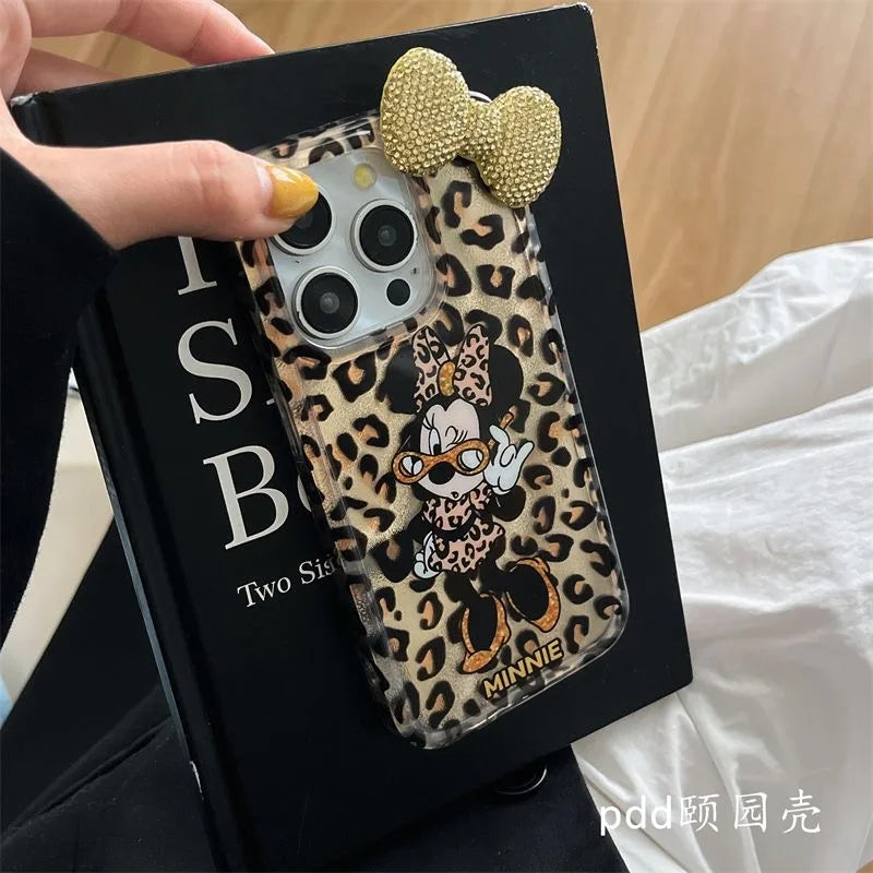Minnie Bowknot Leopard Phone Case