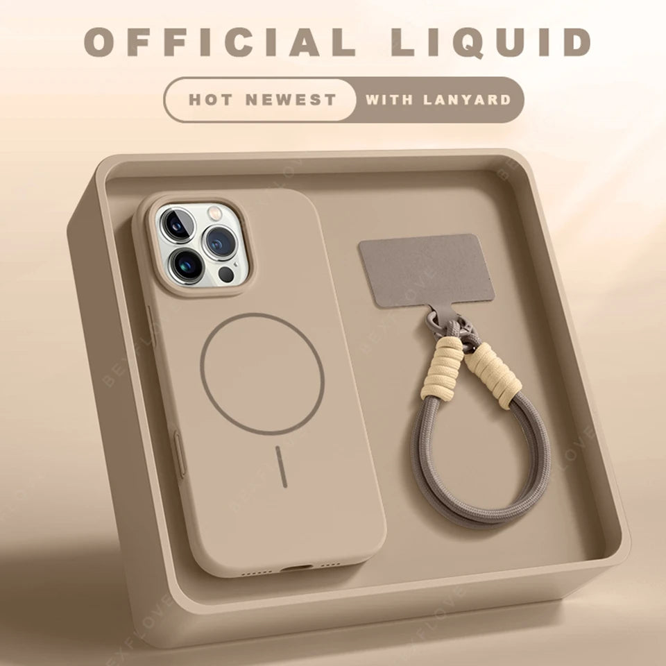 Magnetic Silicone Magsafe Case with Lanyard