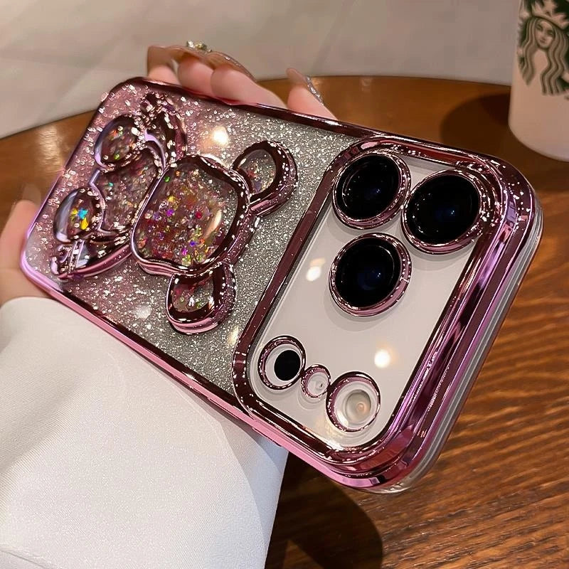 Cute Quicksand Bear Glitter Phone Case
