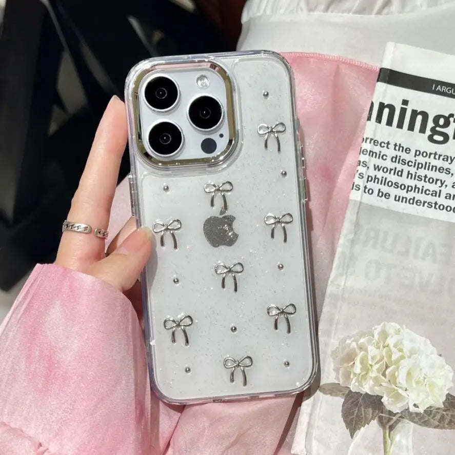 Glitter Bow Transparent Silicone Phone Case