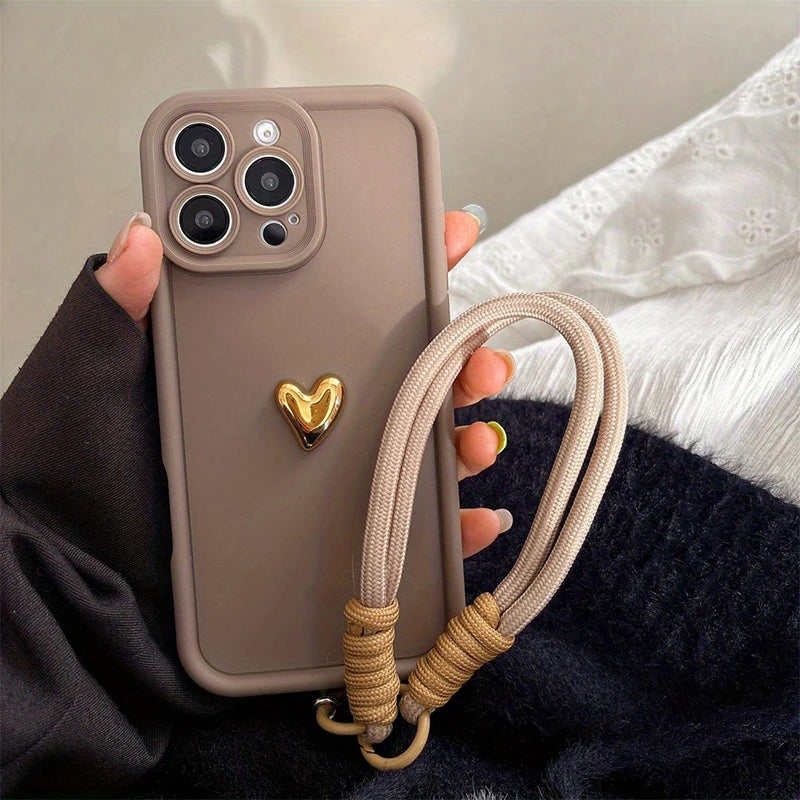 Golden Love Heart Phone Case