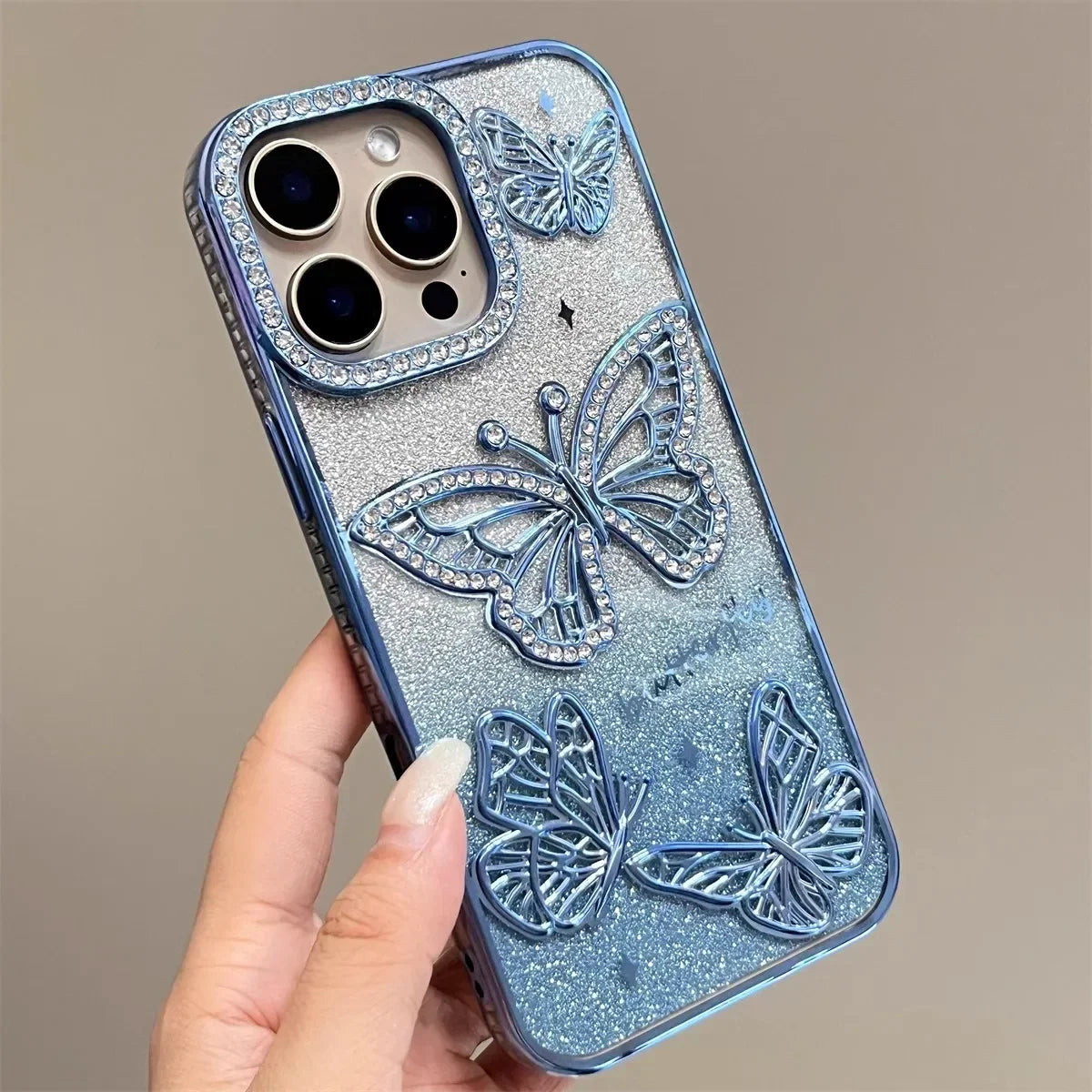 Diamond Butterfly Transparent Phone Case