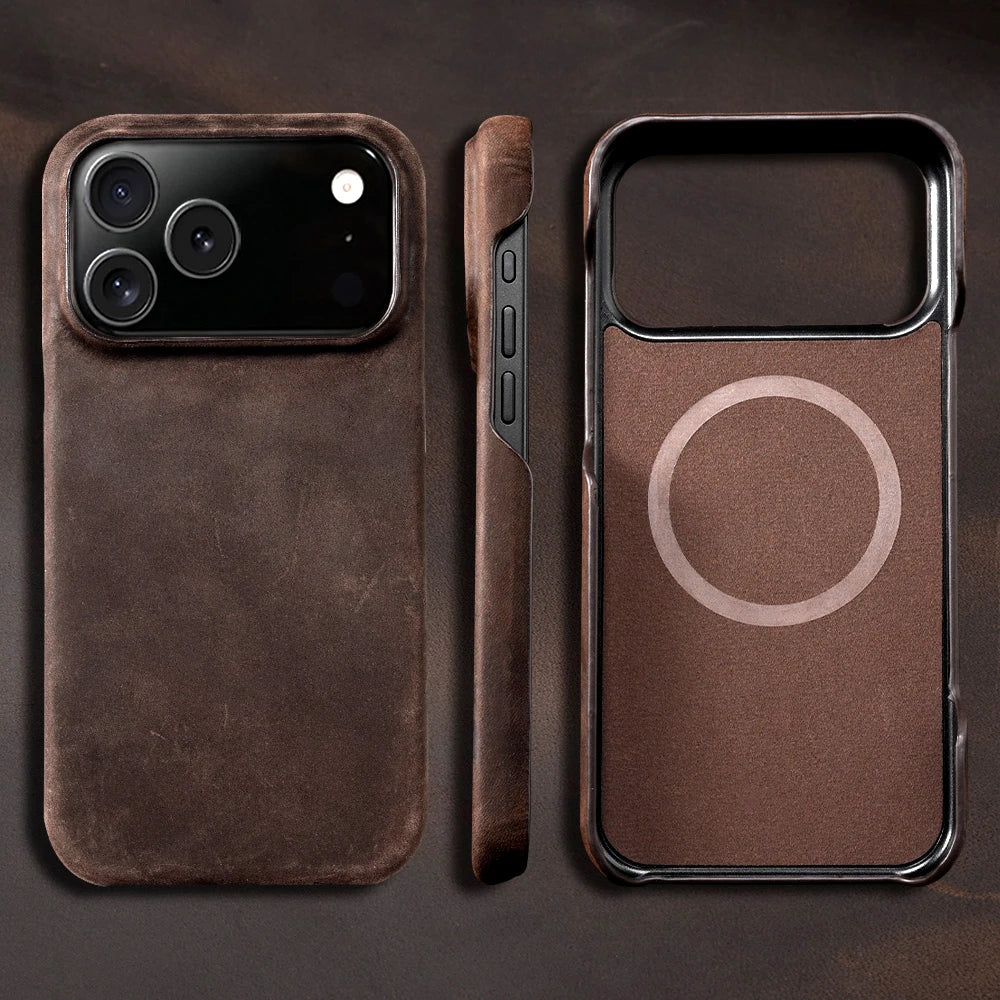 Genuine Leather Magnetic Case for iPhone