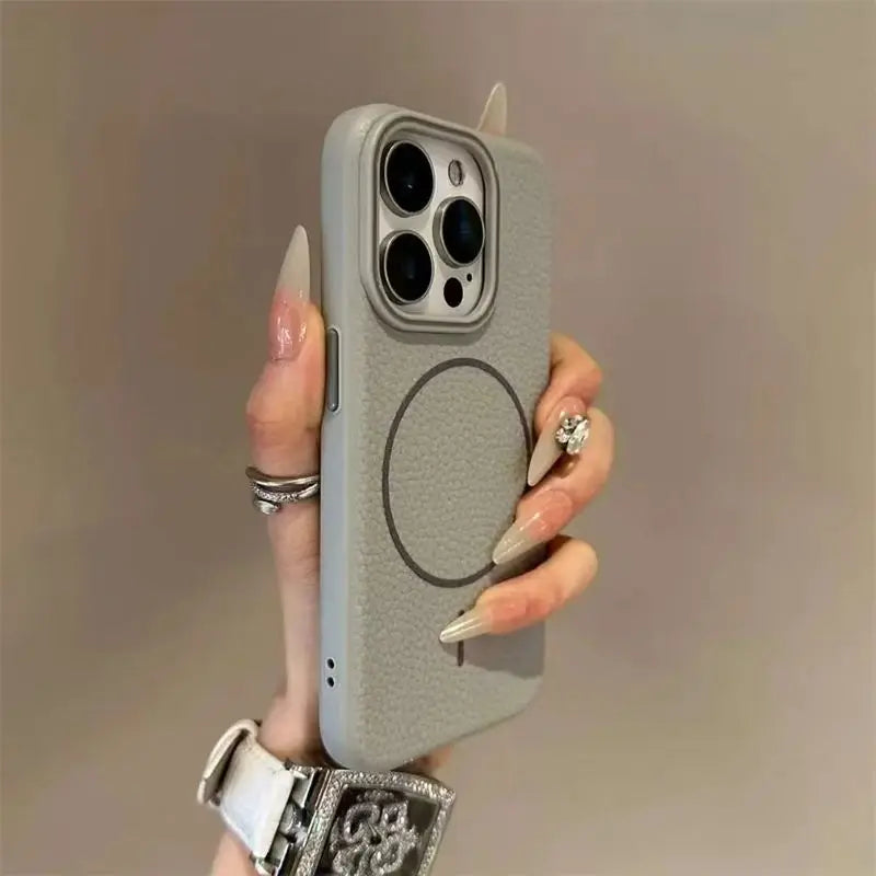 Magsafe Lichee Pattern Magnetic Case For iPhone