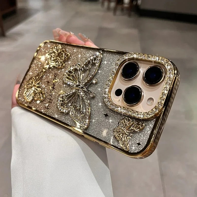 Diamond Butterfly Transparent Phone Case