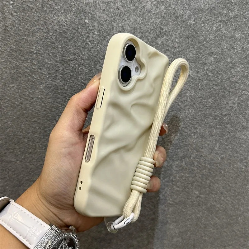 Matte Wrinkle Wrist Strap Phone Case