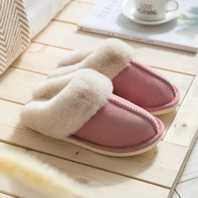 Elegant Comfort Faux Fur Slippers - Women's Plush Suede Bliss