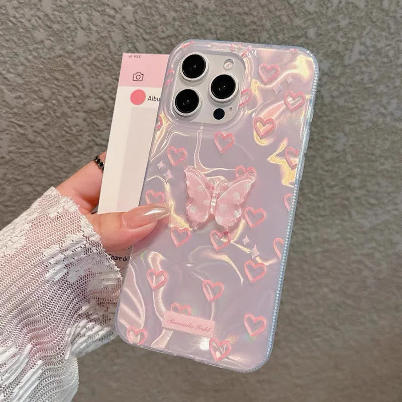 Pink Heart Butterfly Phone Case