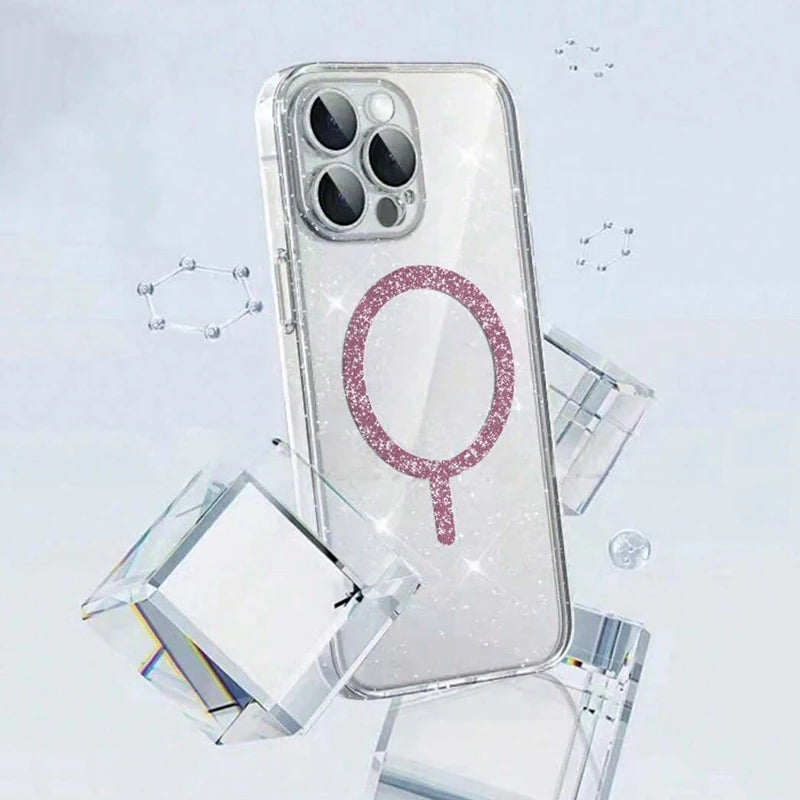 Magnetic Glitter Transparent Case For iPhone