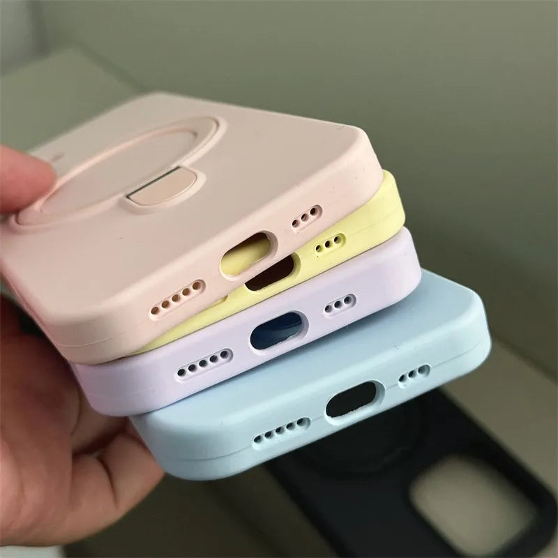 Liquid Silicone Magnetic Ring Holder Phone Case