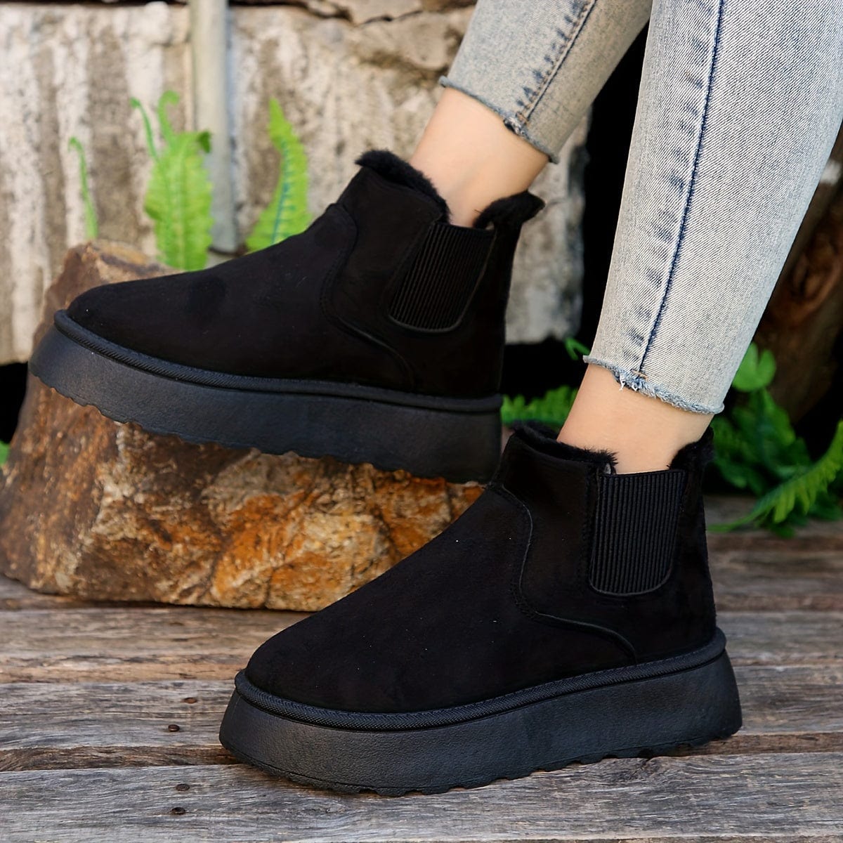 CozyLift™ Women's Plush Lined Platform Ankle Boots – Ultimate Comfort for Every Step!