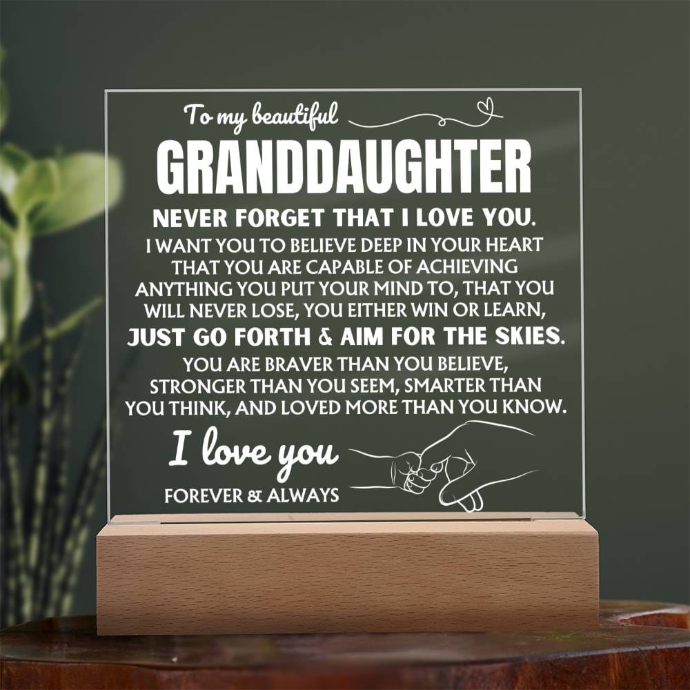 To My Beautiful Granddaughter "Never Forget That I Love You" | Acrylic Lamp ❤️ AC48GD