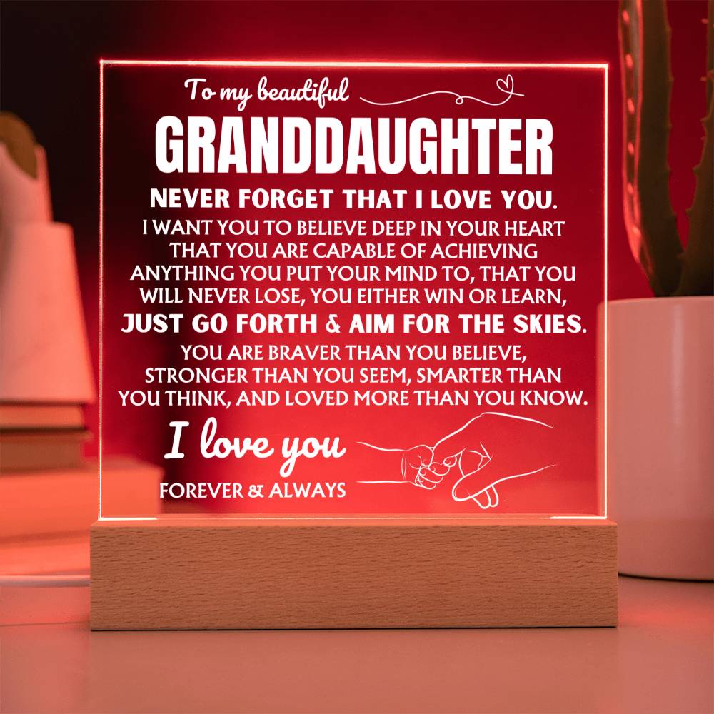 To My Beautiful Granddaughter "Never Forget That I Love You" | Acrylic Lamp ❤️ AC48GD