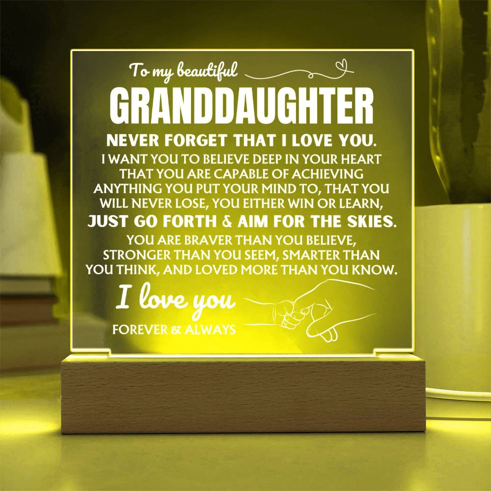 To My Beautiful Granddaughter "Never Forget That I Love You" | Acrylic Lamp ❤️ AC48GD