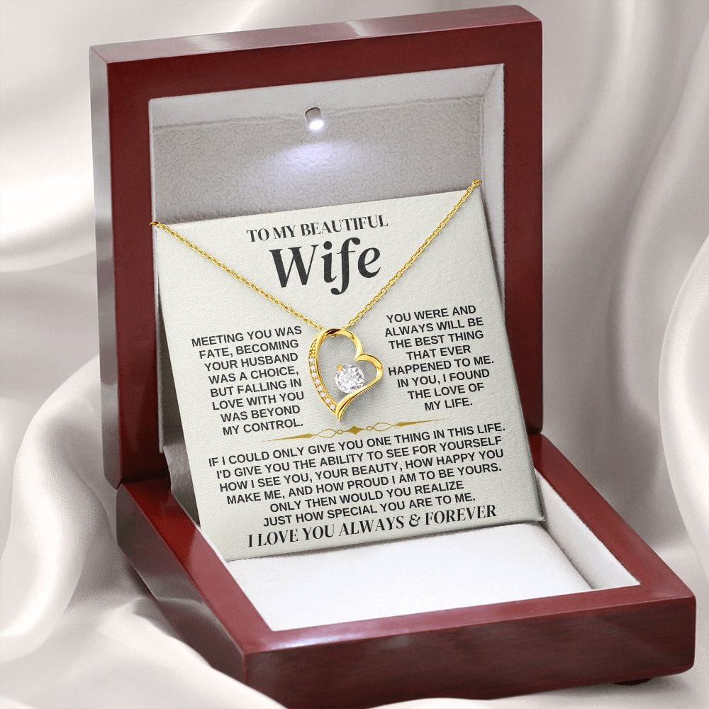 To My Beautiful Wife - Personalized Forever Love Necklace Gift Set - SS323
