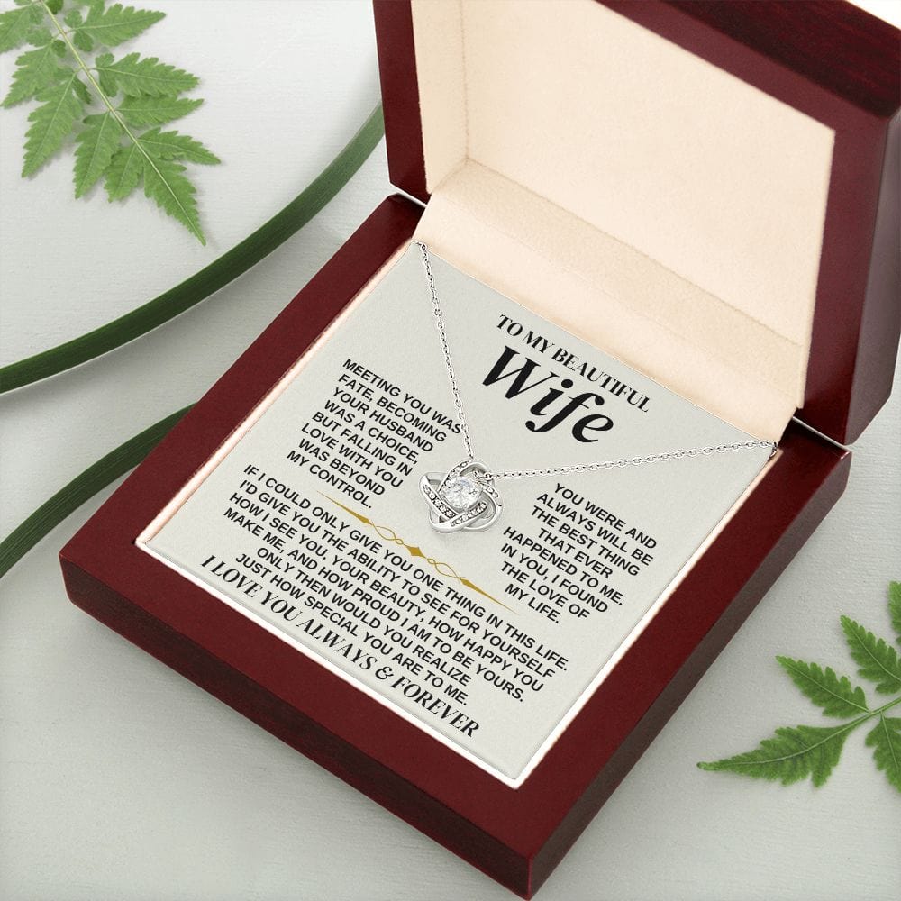 To My Beautiful Wife - Love Knot Necklace Gift Set - SS323