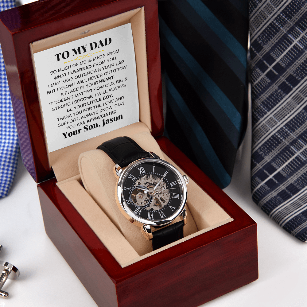 To My Dad - Premium Automatic Openwork Watch - Gift Set - SS214