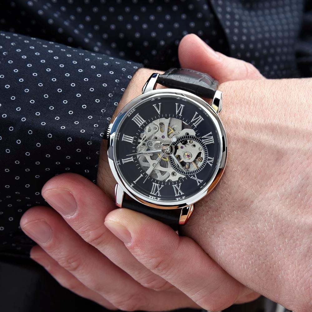 To My Dad - Premium Automatic Openwork Watch - Gift Set - SS214