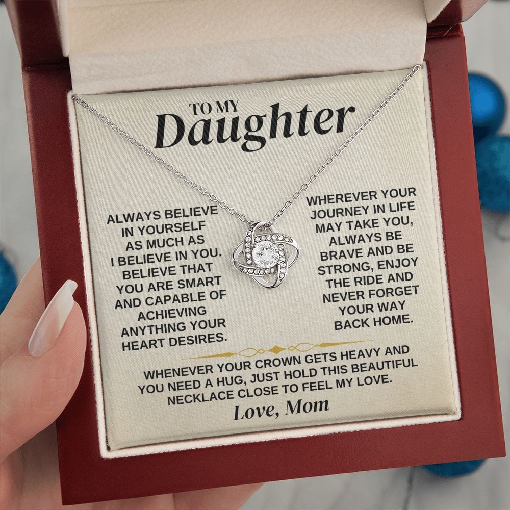 To My Daughter - Mom - Love Knot Necklace Gift Set - SS336
