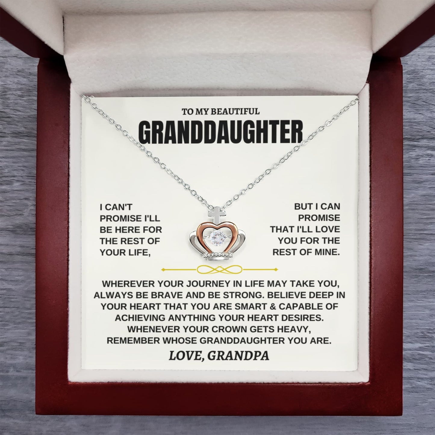 To My Granddaughter - Crown Pendant Necklace - Gift Set - SS117