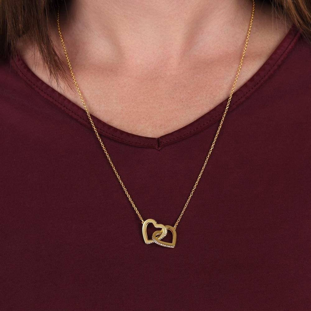 To My Granddaughter - 18k Gold Forever Linked Hearts Necklace - Gift Set - SS588