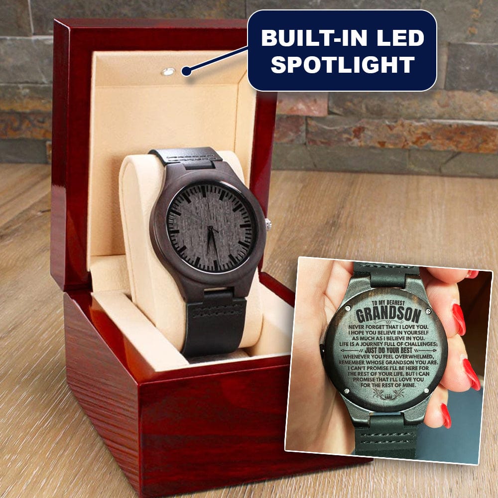 To My Dearest Grandson - Engraved Wood Watch - SS482G