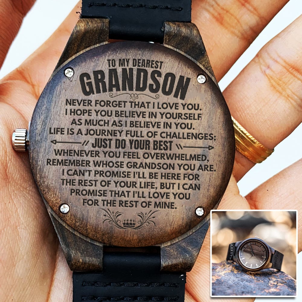 To My Dearest Grandson - Engraved Wood Watch - SS482G