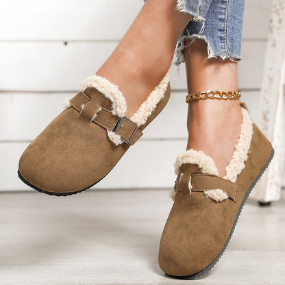 CozyPlush™ Women's Winter Flats – Soft, Warm Slip-Ons with Plush Lining