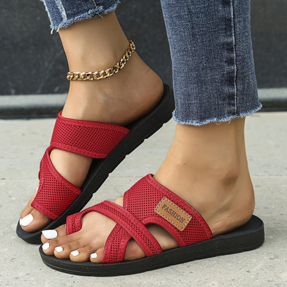 AirFlow™ Women's Hollow Mesh Slide Sandals: Summer's Must-Have Casual Loop Toe Flats