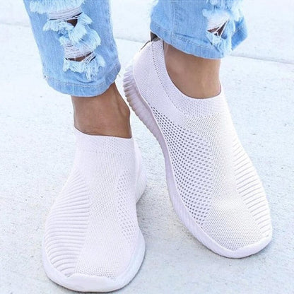 EleganceStride™: Women's Breathable Knit Slip-On Sneakers