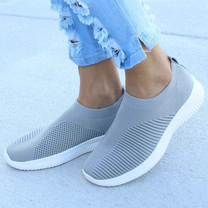 EleganceStride™: Women's Breathable Knit Slip-On Sneakers
