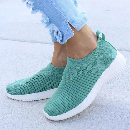 EleganceStride™: Women's Breathable Knit Slip-On Sneakers