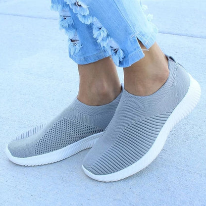 EleganceStride™: Women's Breathable Knit Slip-On Sneakers