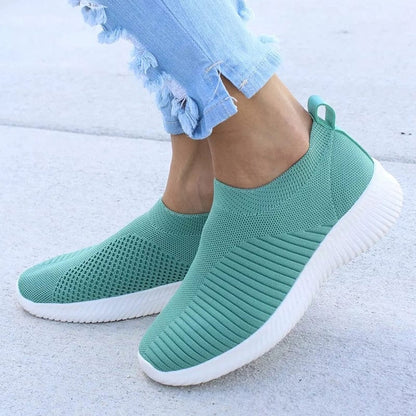EleganceStride™: Women's Breathable Knit Slip-On Sneakers