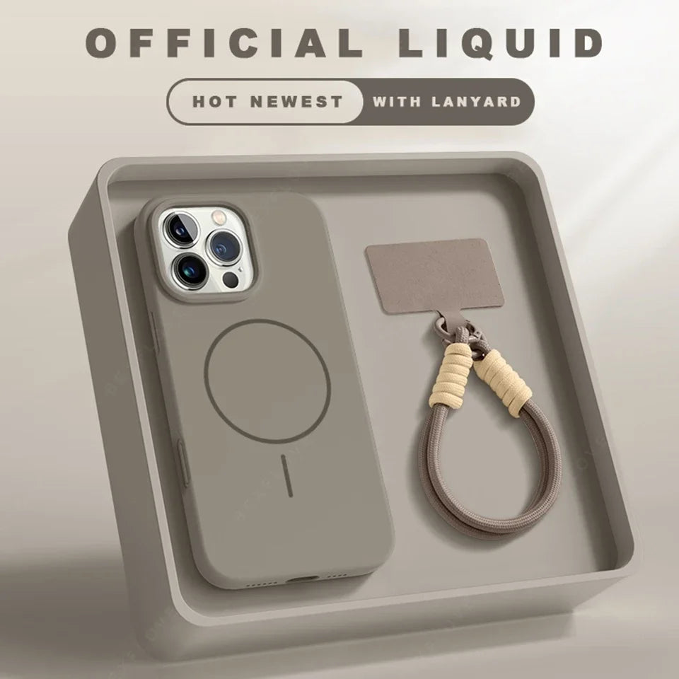 Magnetic Silicone Magsafe Case with Lanyard