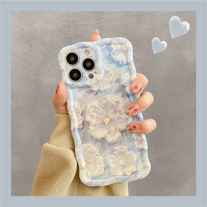 Laser Floral Glitter Silicone Phone Case