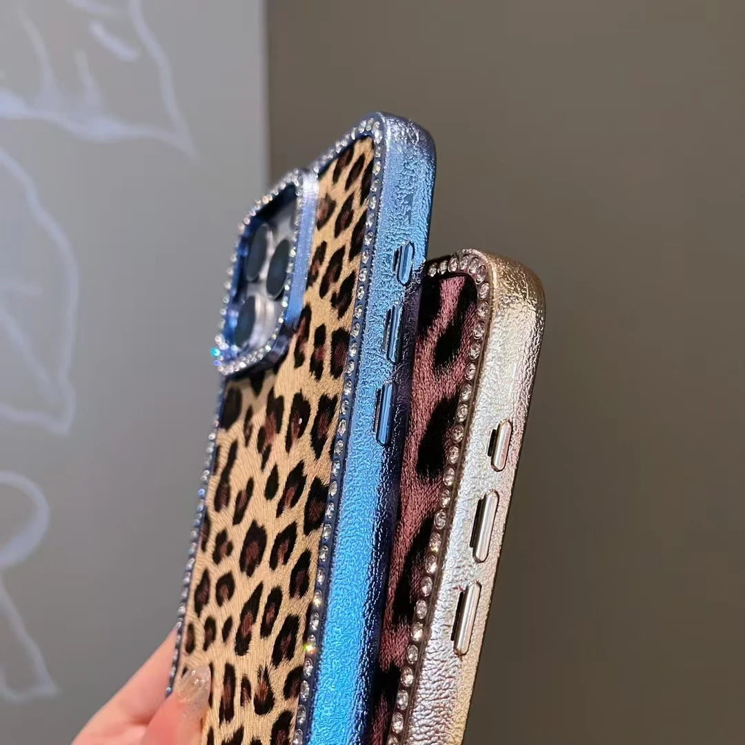 Leopard Print Diamond Phone Case