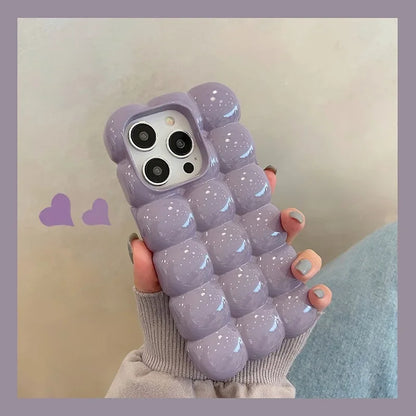Cute 3D Block Lattice Silicone Case For iPhone