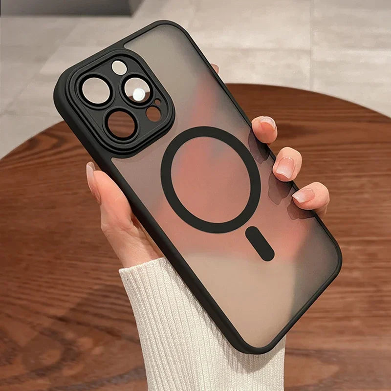 Magnetic Matte Translucent Armor Case For iPhone