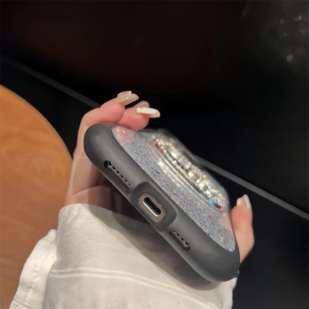 Cute Cat Ears Hello Kitty Glitter Phone Case