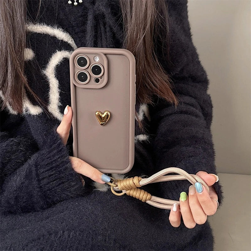 Golden Love Heart Phone Case