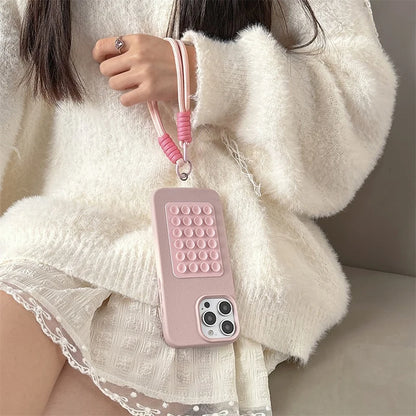 Litchi Pattern Phone Case with Stand & Lanyard