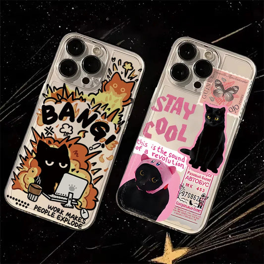 Black Cat Transparent Phone Case