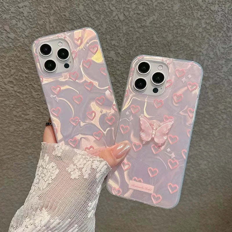 Pink Heart Butterfly Phone Case