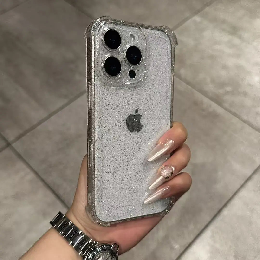 Glitter Clear Silicone Case For iPhone