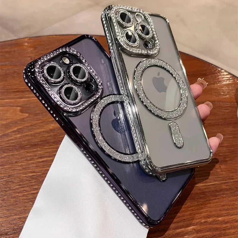 Glitter Transparent Magnetic Case For iPhone