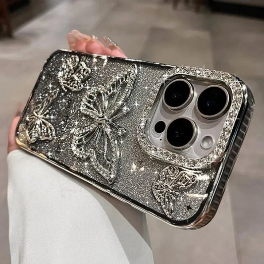 Diamond Butterfly Transparent Phone Case