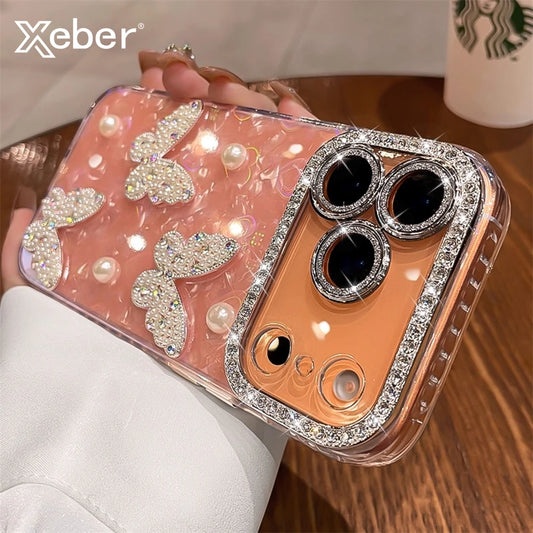 Diamond Butterfly Clear Phone Case