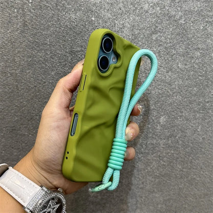 Matte Wrinkle Wrist Strap Phone Case