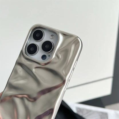 Matte Silver Water Ripple Shockproof Phone Case